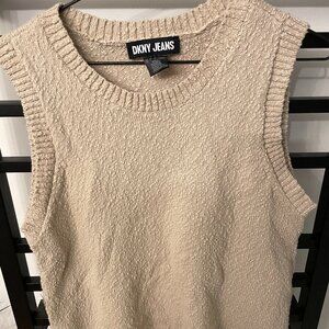 DKNY Jeans Beige Knit Sweater Vest – Size L